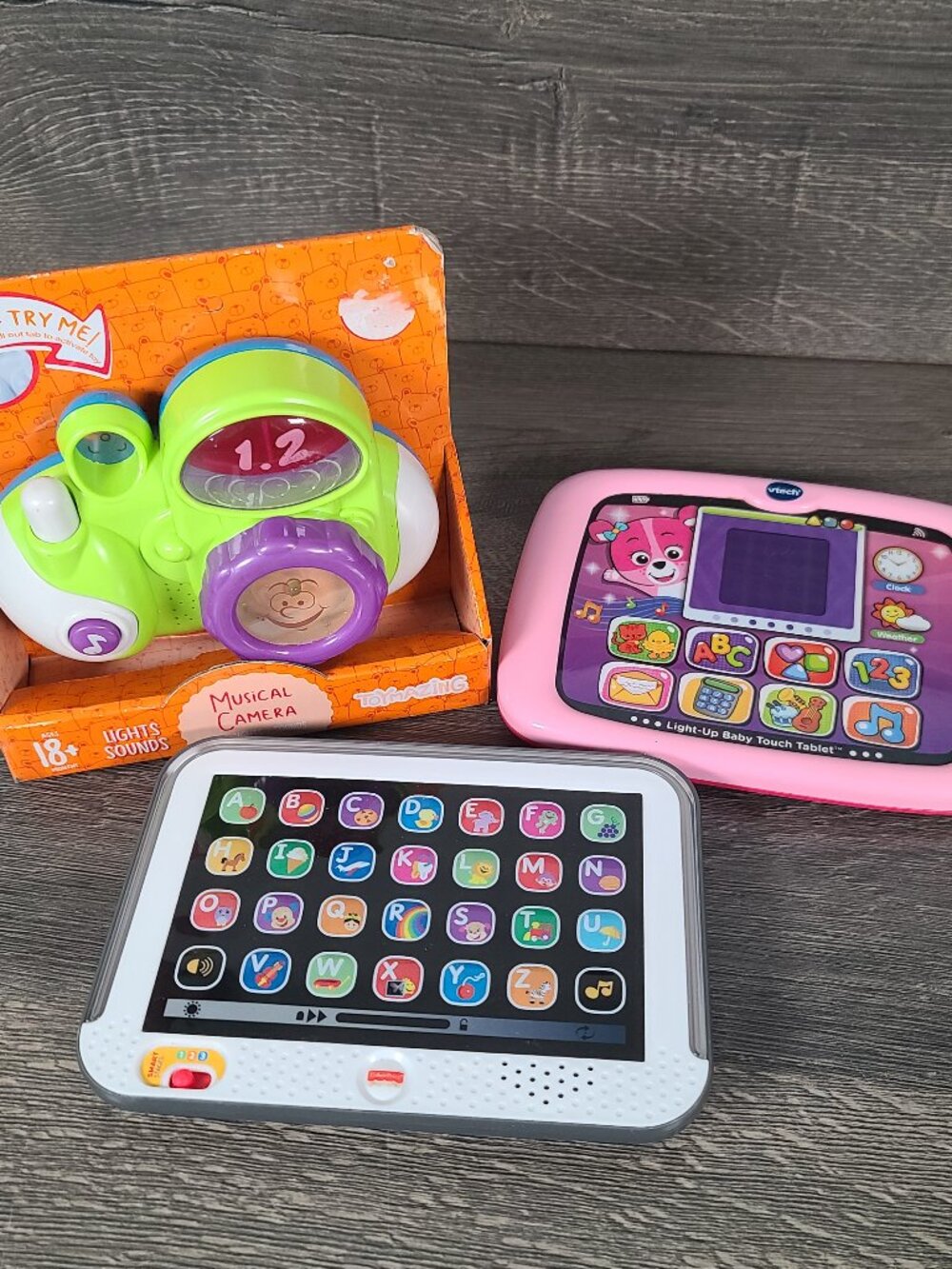 Mixed Lot of 3 Interactive Toddler Toys Musical Camera V-Tech Tablet Smart Stage